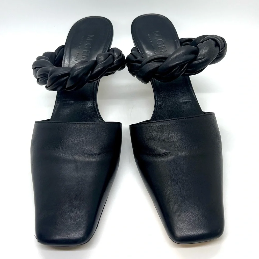 M. Gemi Braided Twist Leather Heeled Mule Pumps 37.5 - Picture 10 of 16